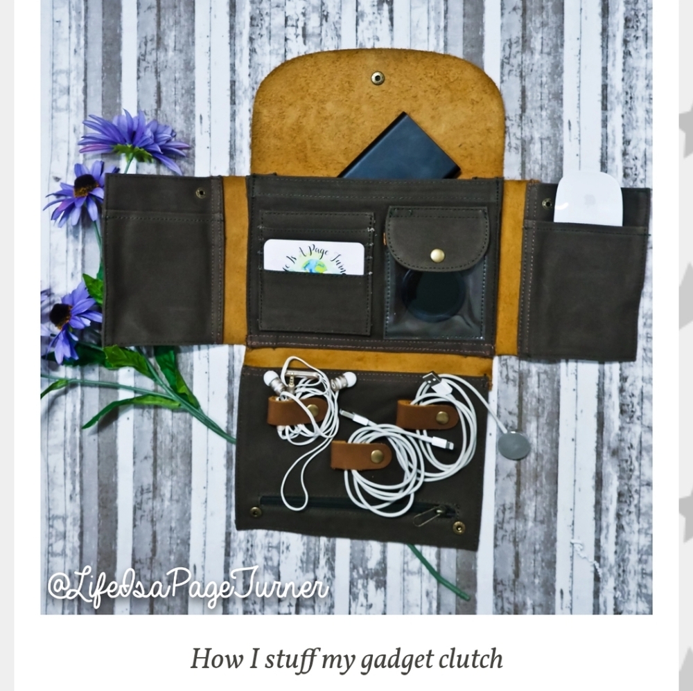 New Kelly Moore Gadget Clutch Tech Organizer Wallet Canvas Leather Hand Strap - Picture 2 of 12